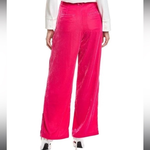 Staud- NWT Hot Pink Velvet Wide Leg Trouser Luisa Pant - Picture 2 of 5